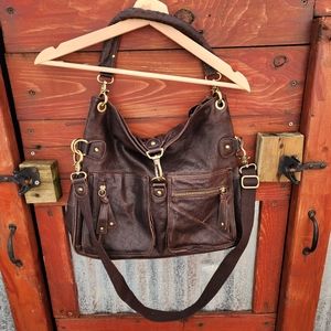 Chocolat Blu brown leather handle crossbody bag